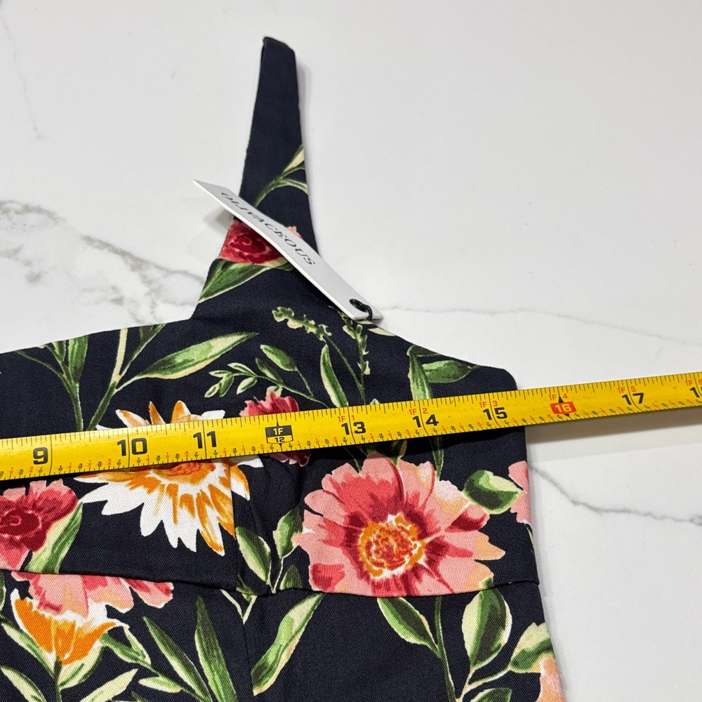 Olivaceous Floral Black Dress with Pink and Yellow Accents - Picture 3 of 9